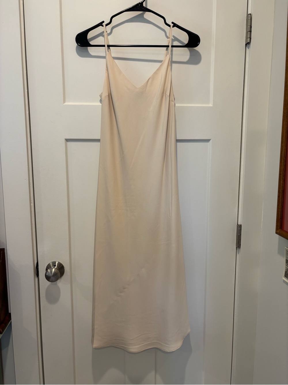 Cream Slip Dress with V-Neck